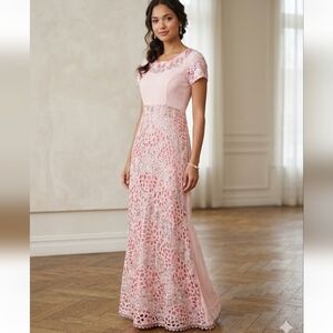 Pink Cutwork Embellished Women's Indian Inspired Dress - M Excellent Condition